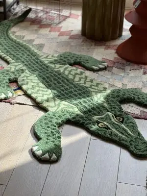 Grand tapis Coolio le crocodile – vert, laine