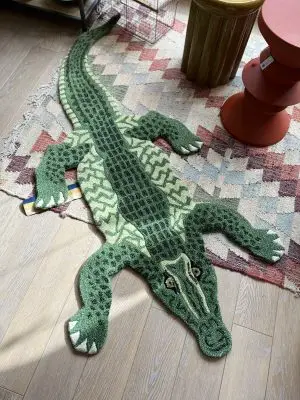 Grand tapis Coolio le crocodile – vert, laine