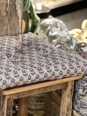 Galette de Chaise imprimé – coton, taupe, rose