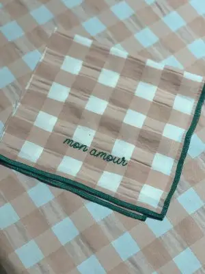 Serviette de table vichy – rose, mon amour
