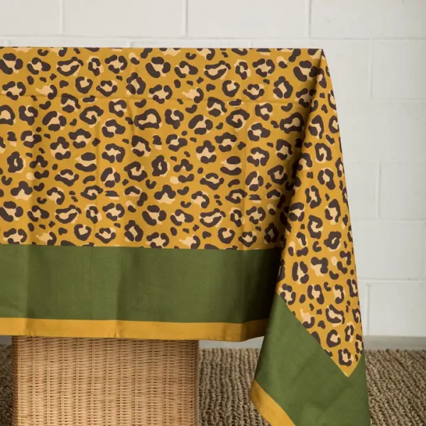 Nappe, tissu imprimé léopard - 160x270cm, ocre