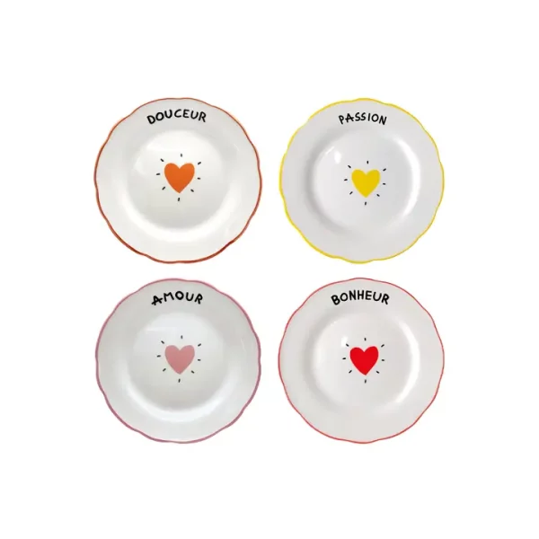 Set de 4 assiettes à dessert - Amour cœur – Image 6