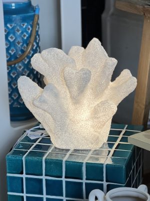 Lampe corail corne d’élan- résine, blanc