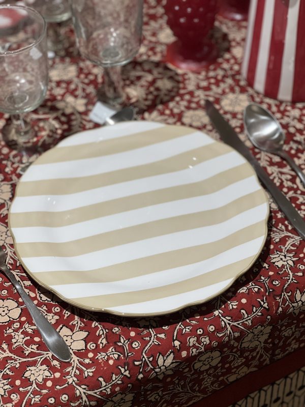 Set de 4 assiettes rayées - beige
