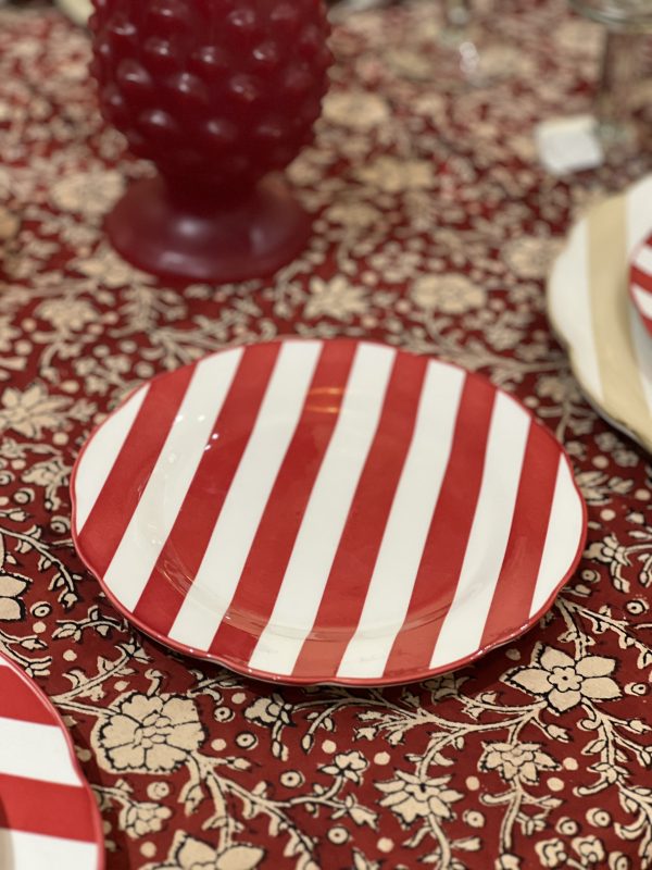 Set de 4 assiettes à dessert rayées - rouge – Image 2