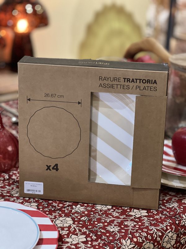 Set de 4 assiettes rayées - beige – Image 3