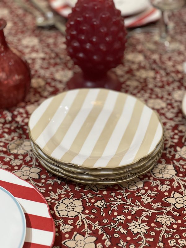 Set de 4 assiettes à dessert rayées - beige – Image 2