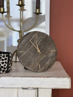 Pendule Jenay – travertin, brun