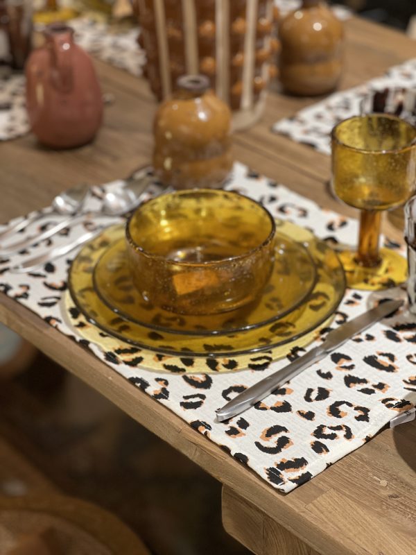 Set de table imprimé léopard - 35x50cm, écru