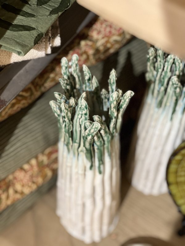 Vase asperges - grès, vert et blanc – Image 2