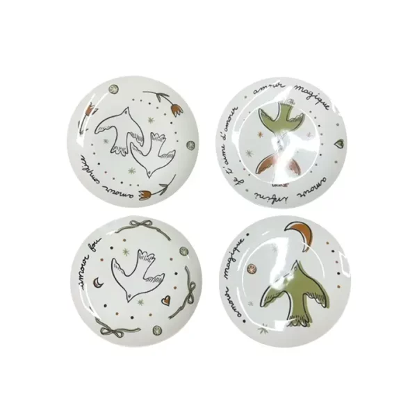 Set de 4 assiettes à dessert - Amour oiseaux doré – Image 6